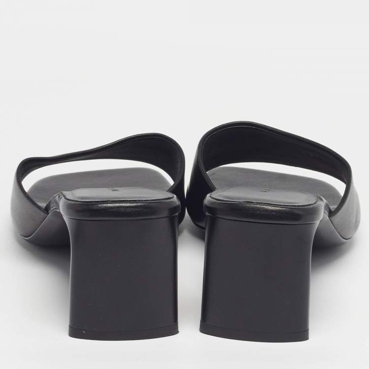 Pre Owned Balenciaga Duty Free Size 39 Black Leather Slide Sandals