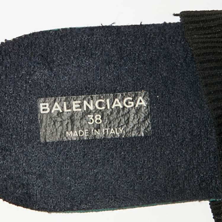 Pre Owned Balenciaga Speed Trainer Size 38 Black Knit Fabric High Top Sneakers