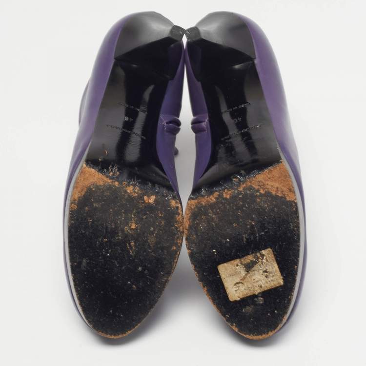 Pre Owned Balenciaga Size 40 Purple Leather Ankle Length Boots