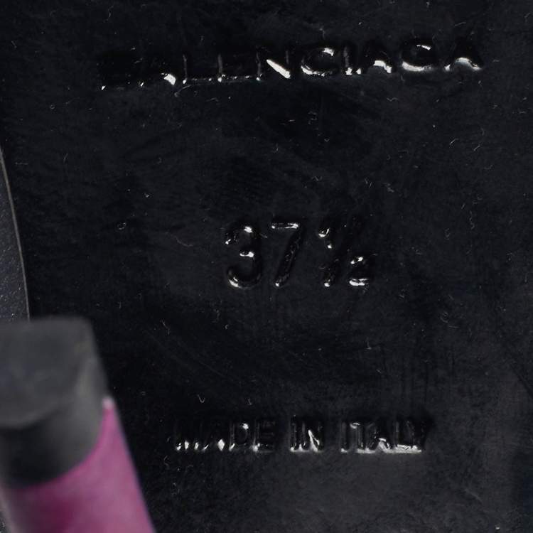 Pre Owned Balenciaga Glove Size 37.5 Purple Leather Slingback Sandals