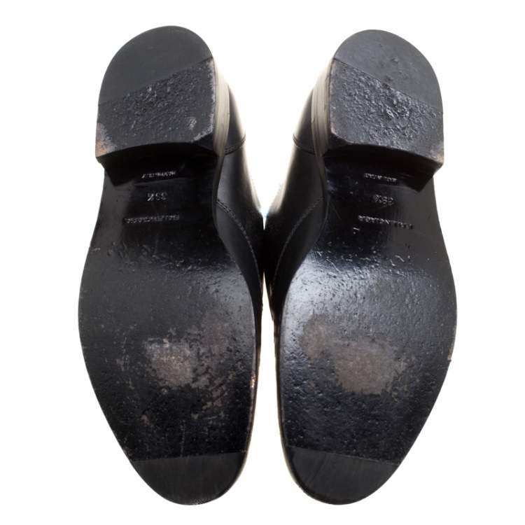 Pre Owned Balenciaga Black Leather Stud Embellished Oxfords Size 39.5