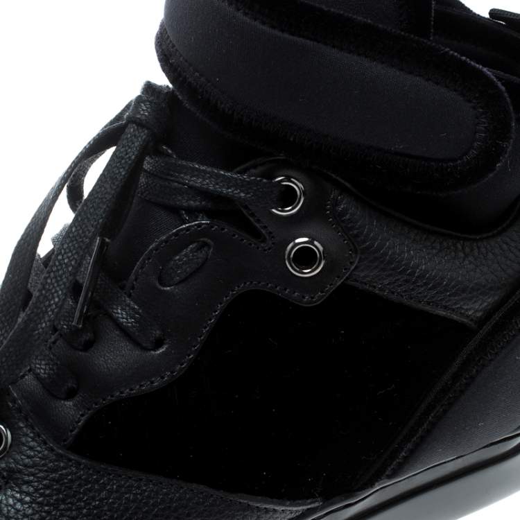 Pre Owned Balenciaga Black Velvet and Leather High Top Sneakers Size 37