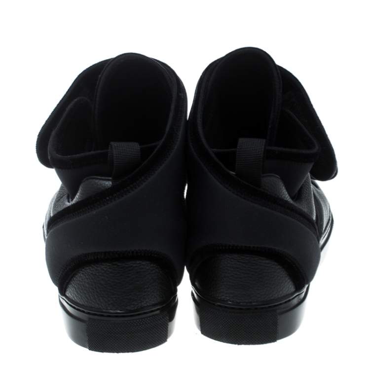 Pre Owned Balenciaga Black Velvet and Leather High Top Sneakers Size 37