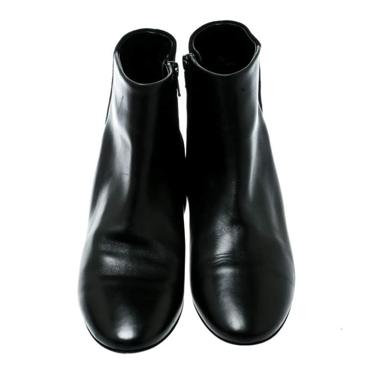 Pre Owned Balenciaga Black Leather And Suede Studded Ankle Boots Size 39.5