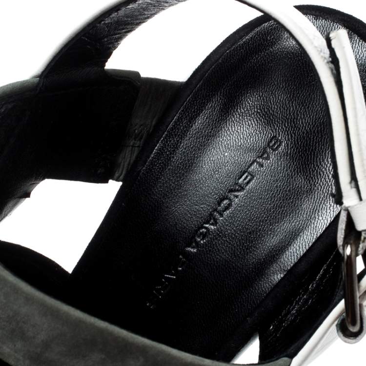 Pre Owned Balenciaga Tricolor Suede and Leather Open Toe Cage Sandals Size 37