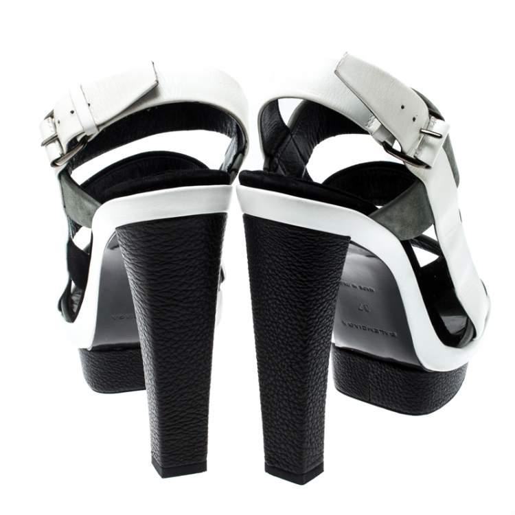 Pre Owned Balenciaga Tricolor Suede and Leather Open Toe Cage Sandals Size 37