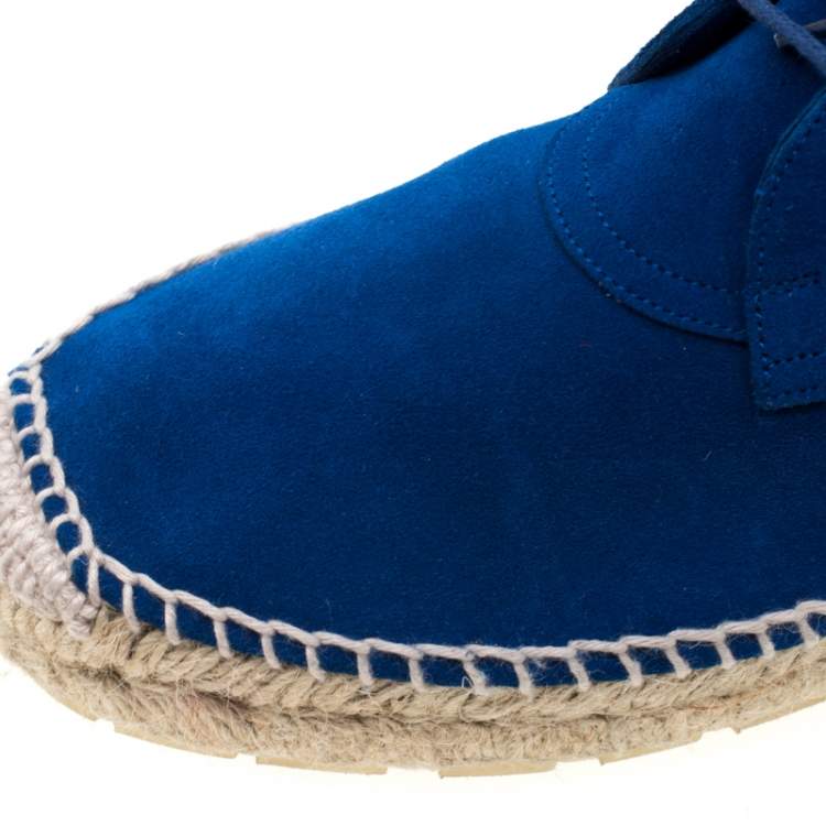 Pre Owned Balenciaga Blue Suede Chukka Espadrille Boots Size 38