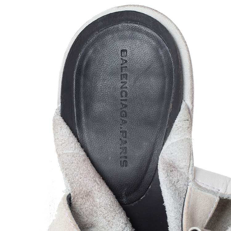 Pre Owned Balenciaga White Leather Open Toe Glove Slingback Sandals Size 40