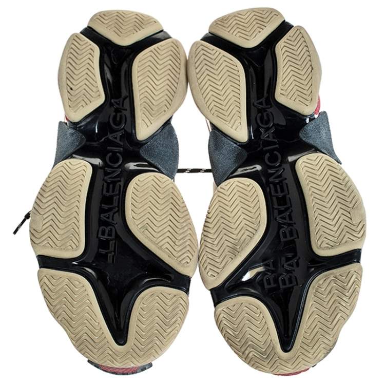 Pre Owned Balenciaga Multicolor Mesh, Nubuck And Leather Triple S Platform Sneakers Size 45