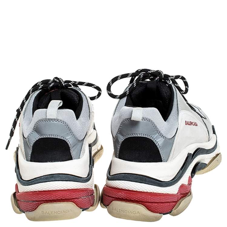 Pre Owned Balenciaga Multicolor Mesh, Nubuck And Leather Triple S Platform Sneakers Size 45