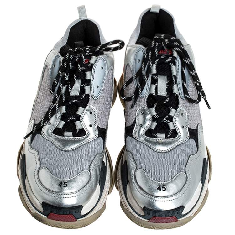 Pre Owned Balenciaga Multicolor Mesh, Nubuck And Leather Triple S Platform Sneakers Size 45