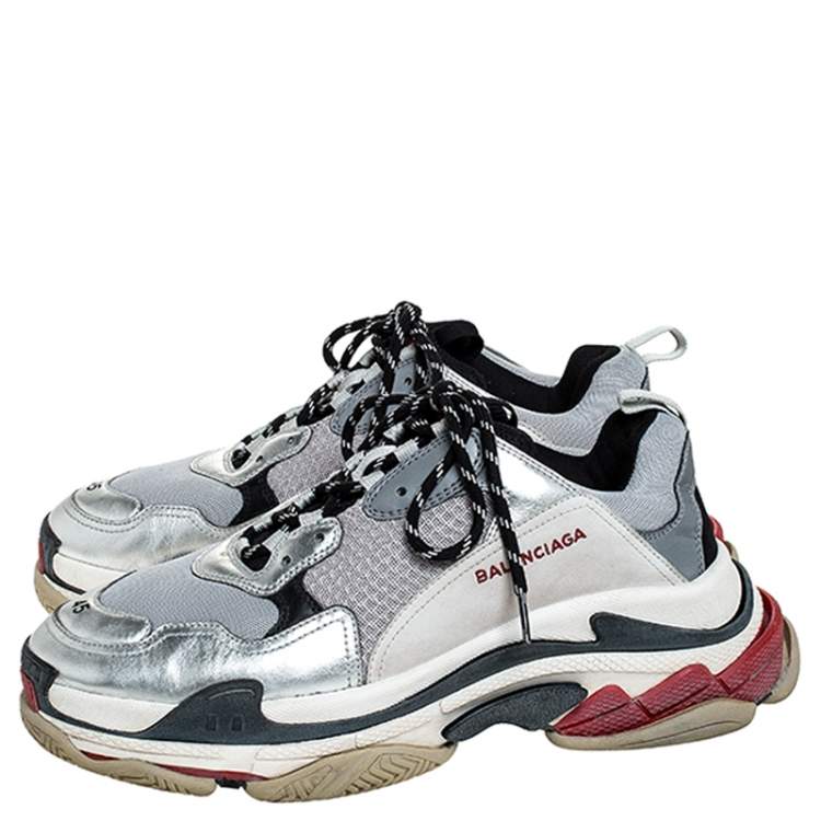 Pre Owned Balenciaga Multicolor Mesh, Nubuck And Leather Triple S Platform Sneakers Size 45