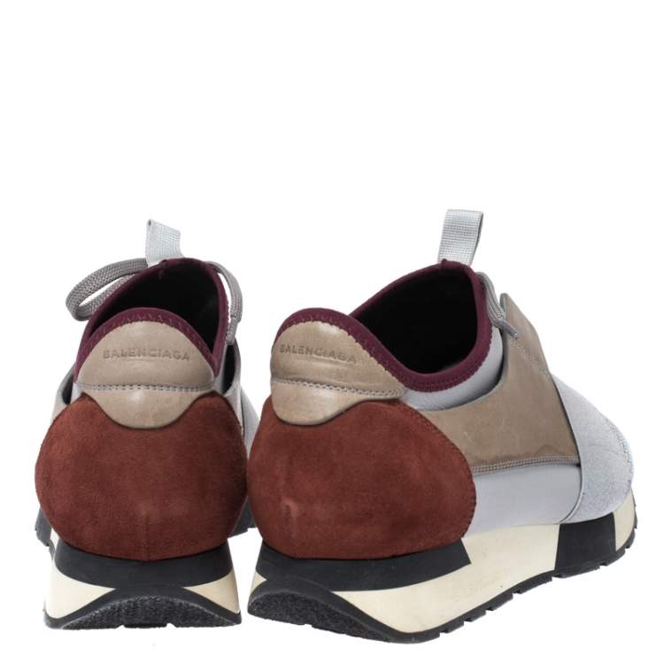Pre Owned Balenciaga Multicolor Leather and Suede Race Runner Sneakers Size 41