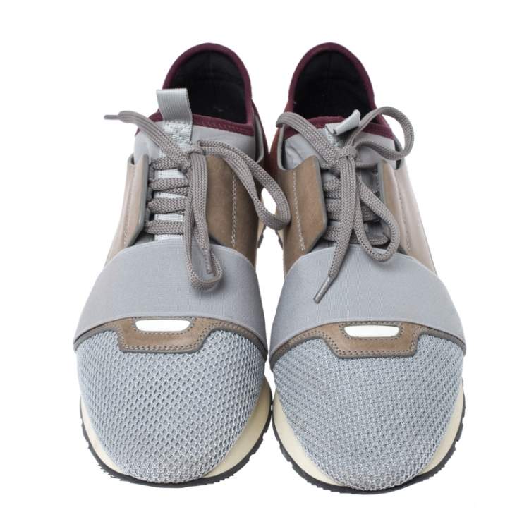 Pre Owned Balenciaga Multicolor Leather and Suede Race Runner Sneakers Size 41