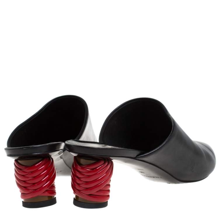 Pre Owned Balenciaga Black Leather Bistrot Mules Size 41