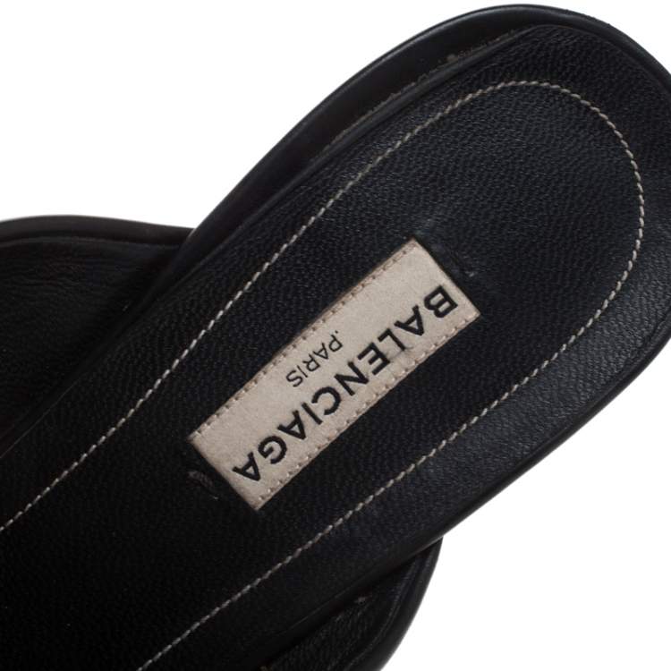 Pre Owned Balenciaga Black Leather Bistrot Mules Size 41