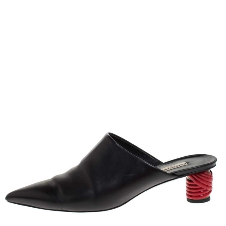 Pre Owned Balenciaga Black Leather Bistrot Mules Size 41