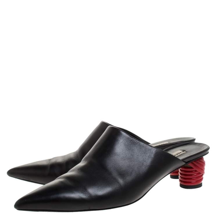 Pre Owned Balenciaga Black Leather Bistrot Mules Size 41