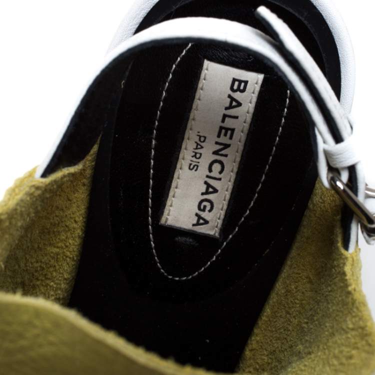 Pre Owned Balenciaga Lime Leather Glove Peep Toe Sandals Size 37