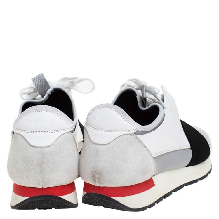 Pre Owned Balenciaga Tricolor Mesh And Leather Race Runner Sneakers Size 42