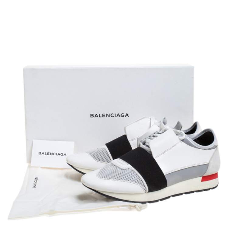 Pre Owned Balenciaga Tricolor Mesh And Leather Race Runner Sneakers Size 42