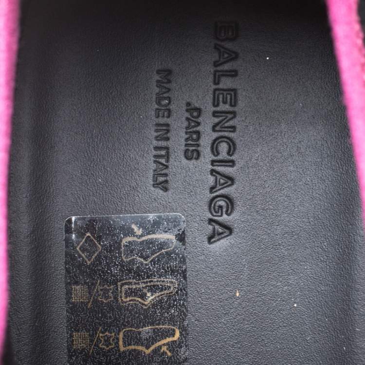 Pre Owned Balenciaga Black/Pink Leather, Suede And Nylon Race Runners Sneakers Size 40