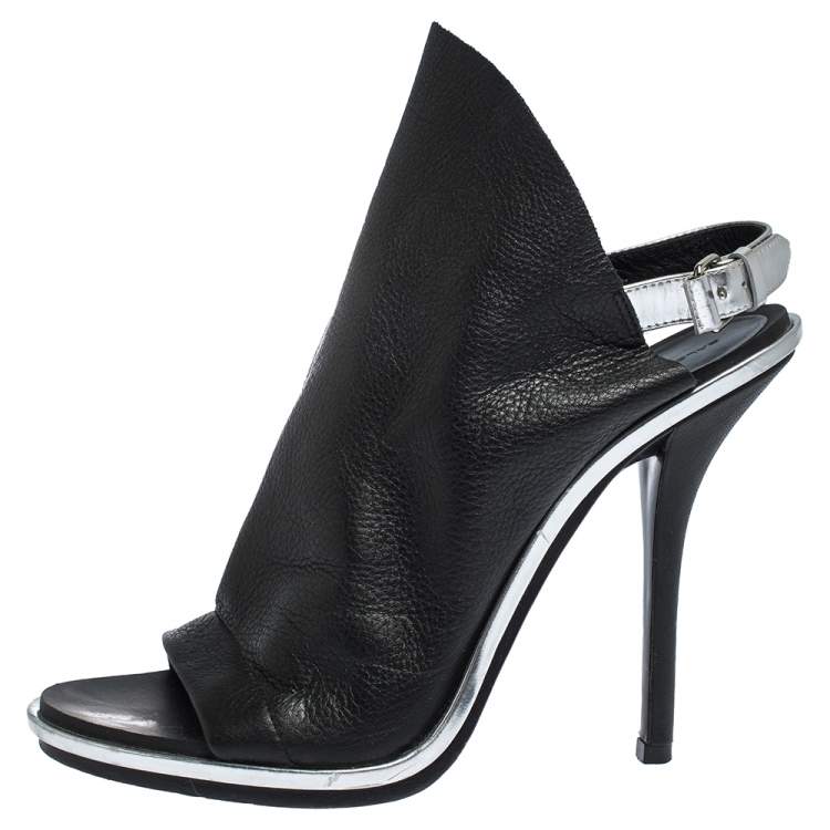 Balenciaga Black Leather Open Toe Glove Slingback Size 38.5 Balenciaga | TLC
