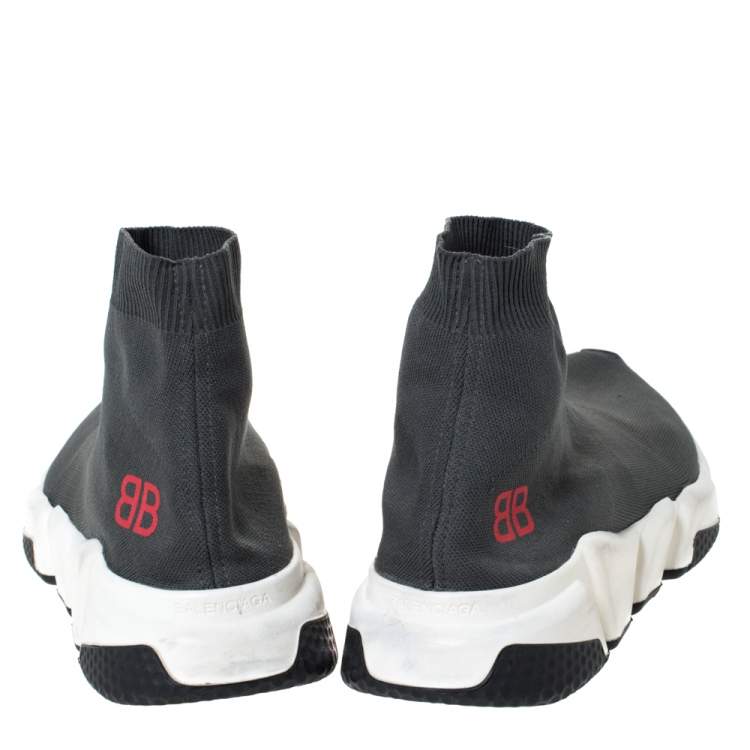 Pre Owned Balenciaga Grey Knit Speed Trainer Sneakers Size 41