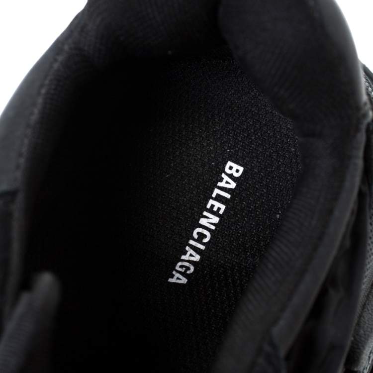 Pre Owned Balenciaga Black Suede And Leather Triple S Platform Sneakers Size 40