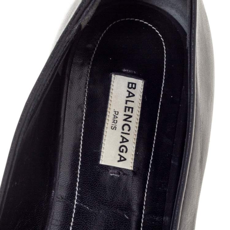 Pre Owned Balenciaga Black Leather Studded Ballet Flats Size 40