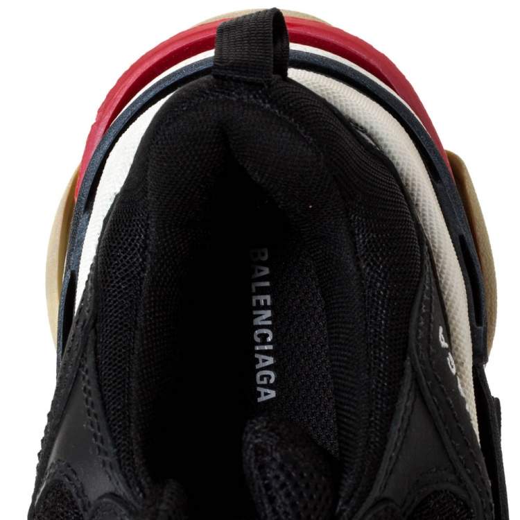 Pre Owned Balenciaga Black Leather and Mesh Triple S Platform Sneakers Size  36