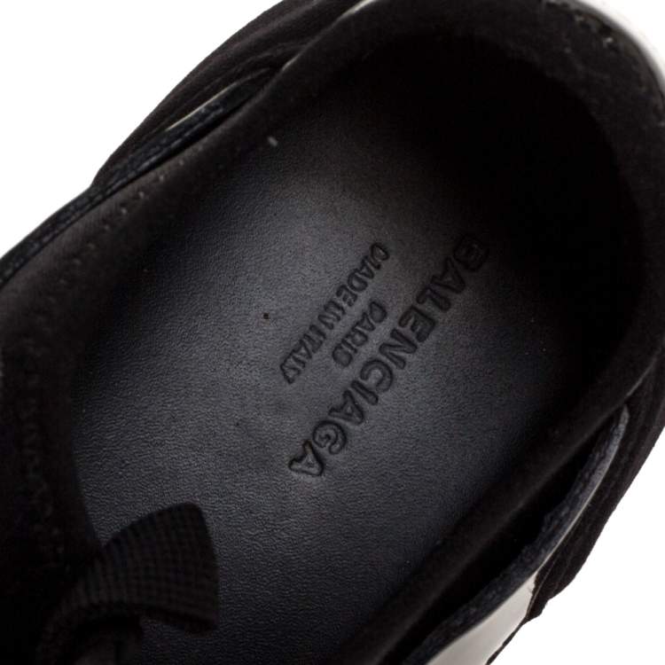 Pre Owned Balenciaga Black Patent And Fabric Race Runner Low Top Sneakers Size 37