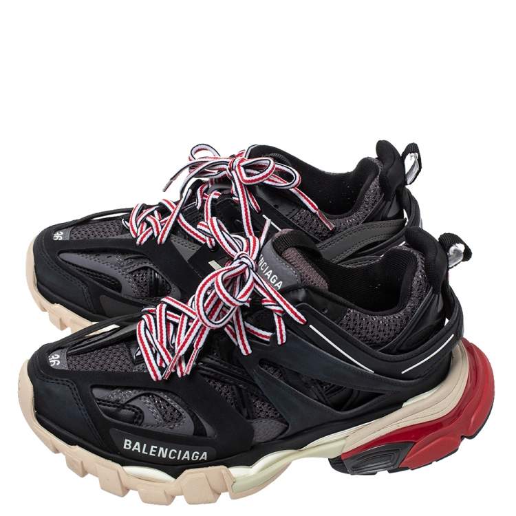 Pre Owned Balenciaga Multicolor Leather And Mesh Track Low Top Sneakers Size 36
