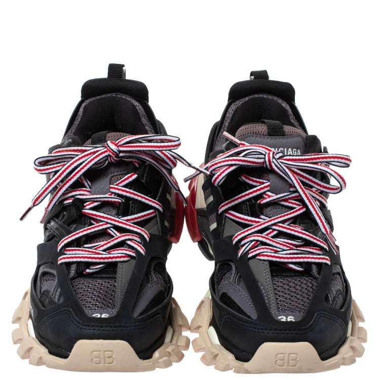 Pre Owned Balenciaga Multicolor Leather And Mesh Track Low Top Sneakers Size 36