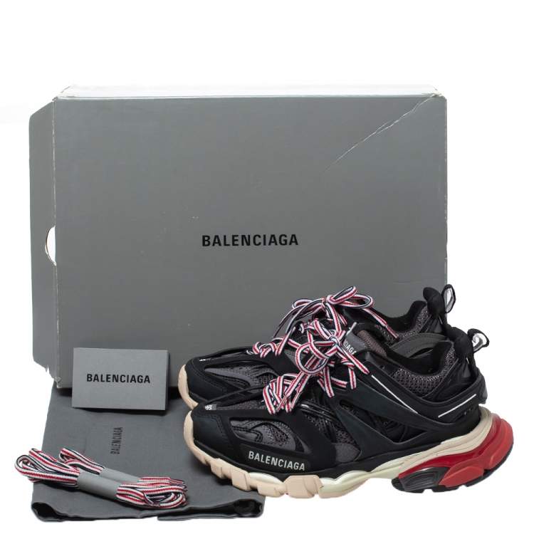 Pre Owned Balenciaga Multicolor Leather And Mesh Track Low Top Sneakers Size 36