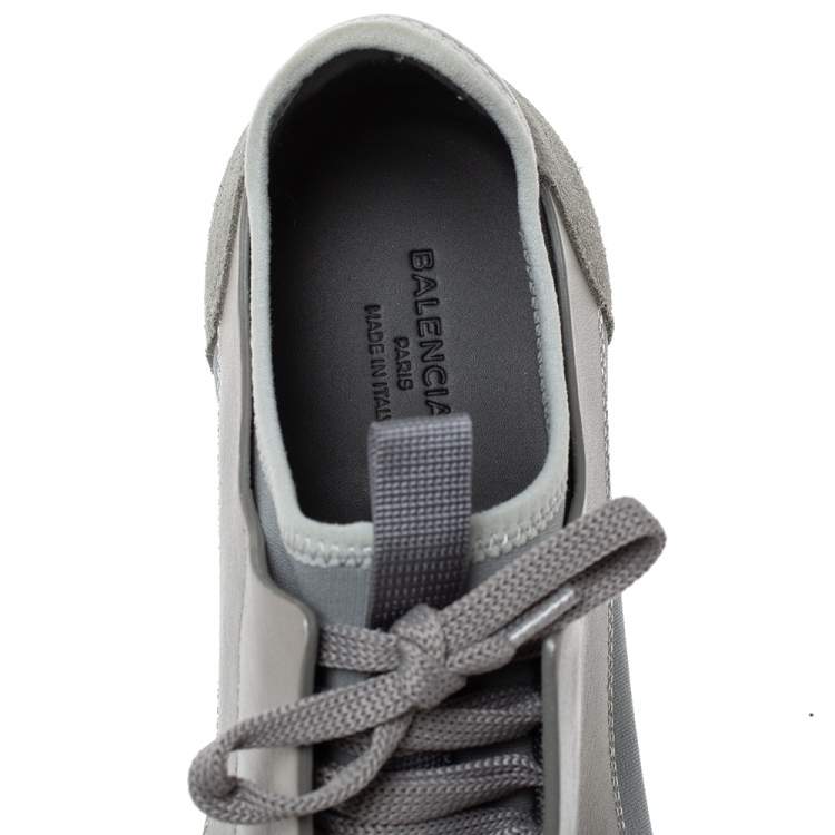 Pre Owned Balenciaga Grey Leather, Suede And Fabric Race Runners Sneakers Size 39