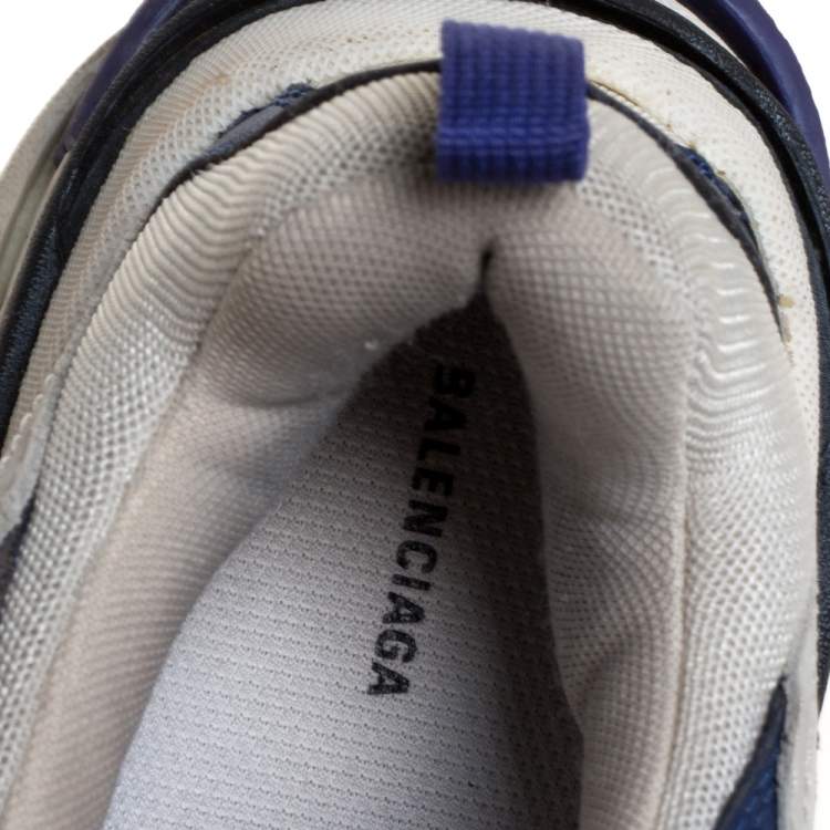 Pre Owned Balenciaga White/Purple Leather and Mesh Triple S Platform Sneakers Size 39