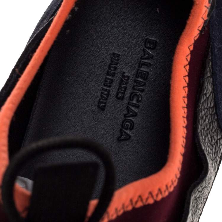 Pre Owned Balenciaga Tricolor Leather And Mesh Race Runners Sneakers Size 40