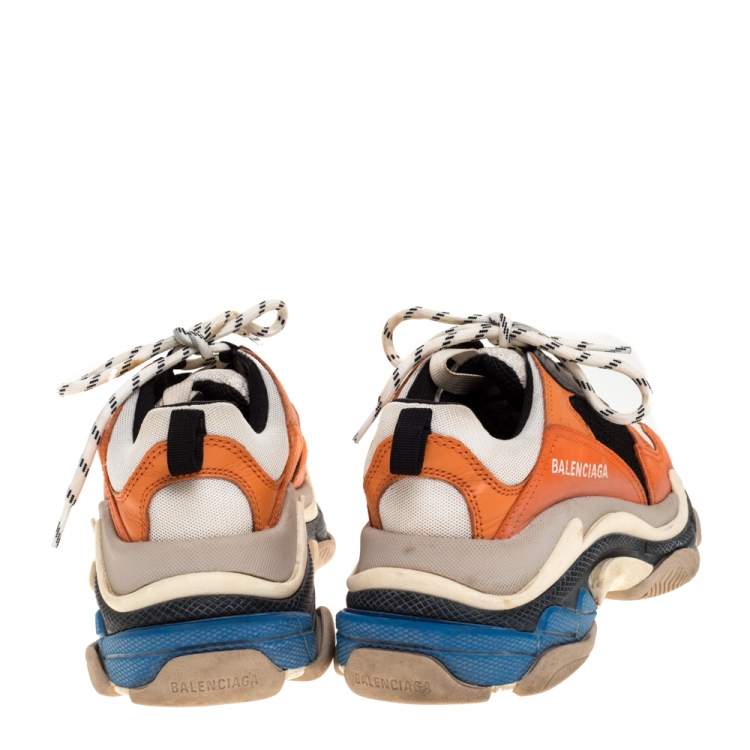 Pre Owned Balenciaga Multicolor Leather and Mesh Triple S Platform Sneakers Size 36