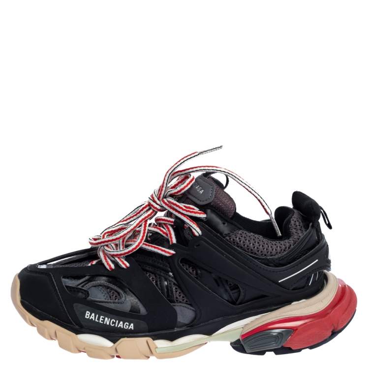 Pre Owned Balenciaga Multicolor Leather And Mesh Track Low Top Sneakers Size 39