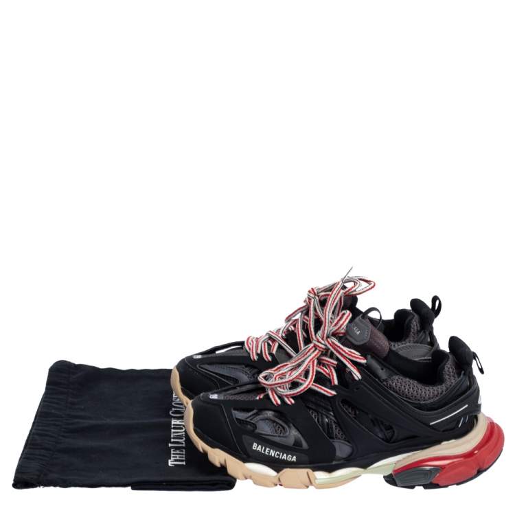 Pre Owned Balenciaga Multicolor Leather And Mesh Track Low Top Sneakers Size 39