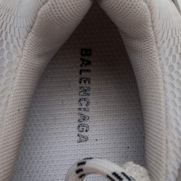 Pre Owned Balenciaga White/Beige Leather And Mesh Triple S Trainer Sneakers Size 35