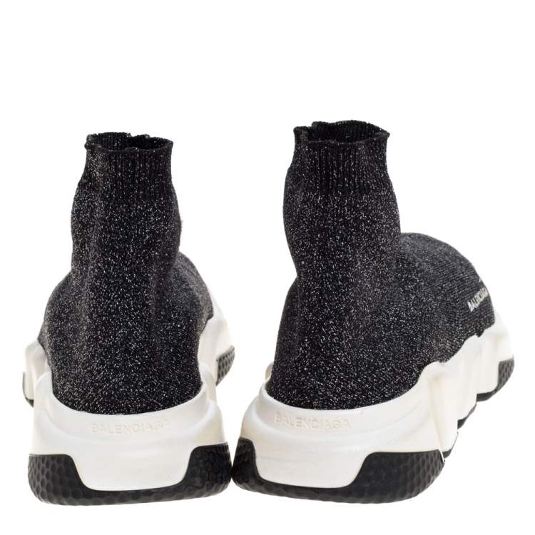 مملوكة مسبقًا Balenciaga Shimmery Black Knit Fabric Speed Trainer Sneakers Size 39