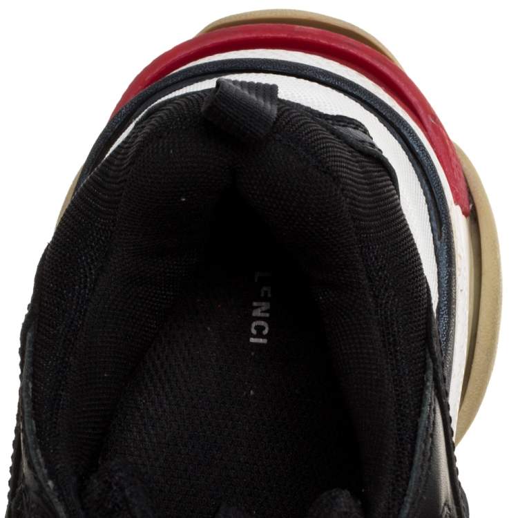 Pre Owned Balenciaga Black Leather and Mesh Triple S Platform Sneakers Size 37