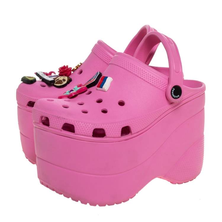 balenciaga pink platform crocs