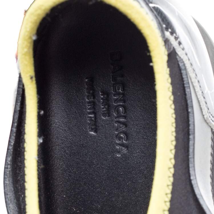 Pre Owned Balenciaga Black Leather And Suede Race Runner Low Top Sneakers Size 40