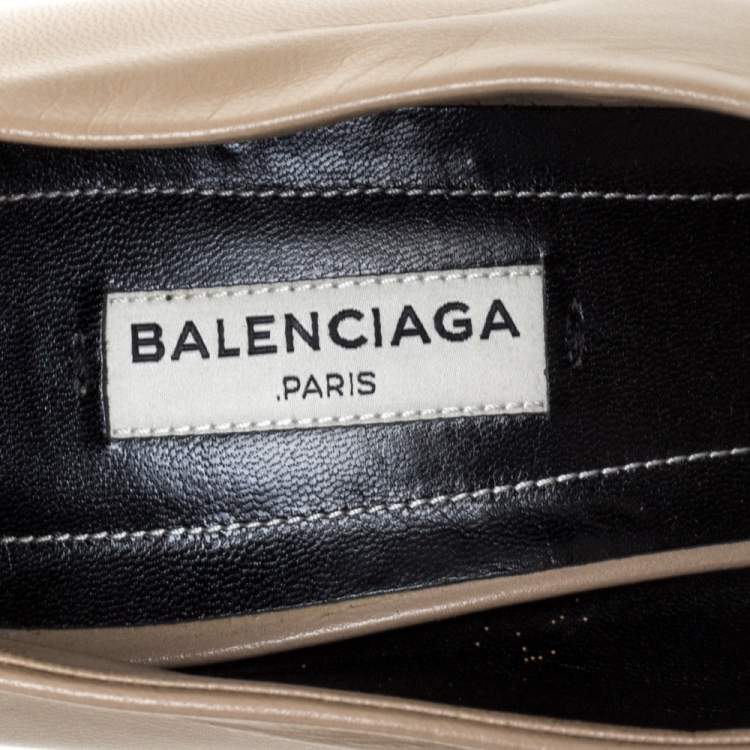 Pre Owned Balenciaga Beige Leather Split Vamp Ankle Booties Size 41