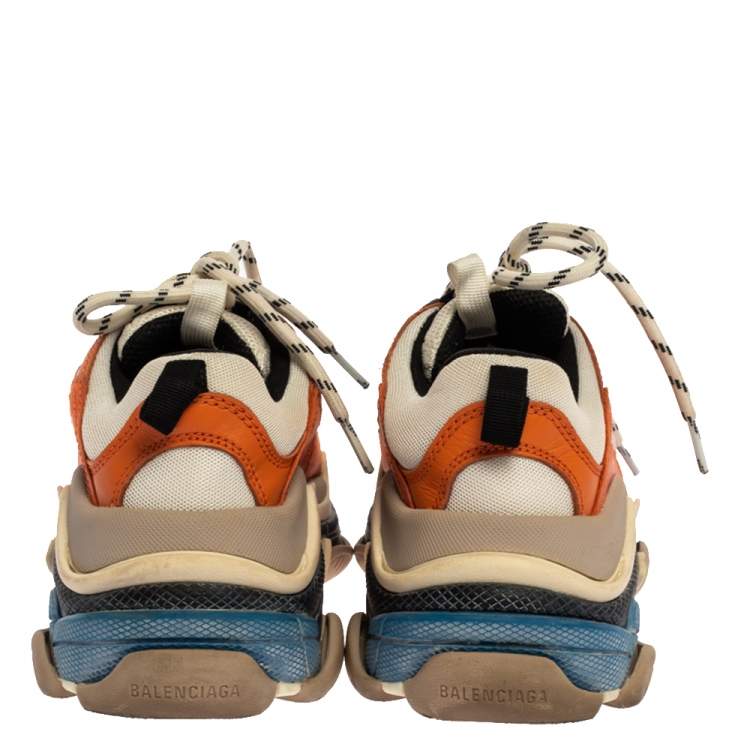 Pre Owned Balenciaga Multicolor Leather, Canvas and Mesh Triple S Platform Sneakers Size 37