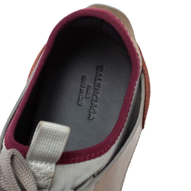 Pre Owned Balenciaga Tricolor Leather And Mesh Race Runner Sneakers Size 37
