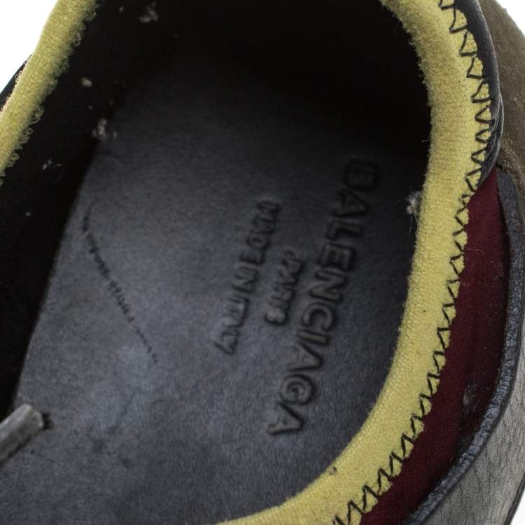 Pre Owned Balenciaga Multi color Leather, Suede And Mesh Race Runner Sneakers Size 37